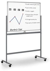 Mobilná obojstranná biela popisovacia tabuľa, magnetická, 1800 x 1200 mm