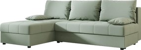 Rozkladacia obojstranná sedacia súprava do L VENORIA SLIM 200x143 cm, svetlozelená + 2 vankúšiky ZDARMA
