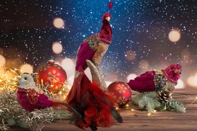 VIANOČNÁ DEKORÁCIA BIRD SADA 6KS 19 CM ČERVENÁ