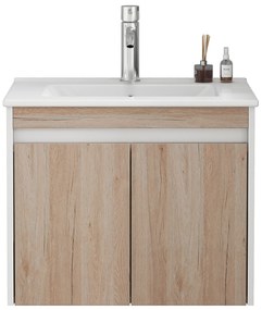 Závesná skrinka pod umývadlo Houseland Morvia 60 cm biela/dub