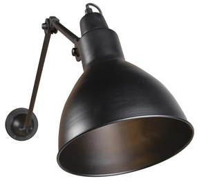 Priemyselná nástenná lampa čierna nastaviteľná - Wye