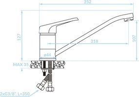 Kuchinox Bingo, stojanková drezová batéria L-218, chrómová, LAV-BKH_060D
