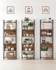 Knižnica TAYLOR 6 políc 186x60cm, rustikálne hnedá