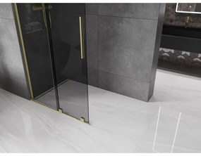 Mexen Velar L, posuvná sprchová zástena Walk-in 110 x 200 cm, 8mm šedé sklo, zlatá matná, 871-110-003-43-55