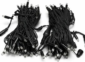 DECOLED Svetelná reťaz Easy Fix LED 20 m vonkajšia, teplá biela, 120 diód, čierny kábel IP67, 2×10 m, predĺženie