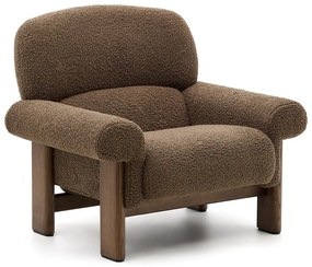 Hnedé kreslo z textílie buklé Nema – Kave Home