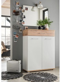 Biela prírodná skrinka na topánky v dekore dubu v dekore duba so zásuvkami Topix – Germania