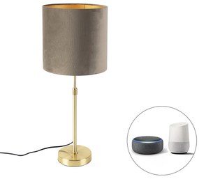 Inteligentná stolná lampa zlatá s tienidlom zo zamatu taupe 25 cm vrátane Wifi A60 - Parte