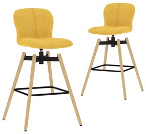 Otočné barové stoličky 2 ks, žlté, látka