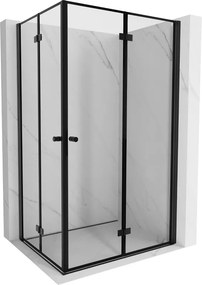 Mexen Mist-F Duo, skladací sprchový kút 75 x 90 cm, číre sklo-čierny rám, 8A6-075L-090P-70-70