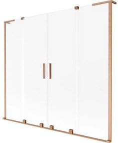 Mexen Velar L Duo, 2-krídlová posuvná vaňová zástena 180 x 150 cm, 8mm sklo námraza, medená matná, 896-180-003-32-65