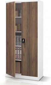 Kovová kancelárska skriňa na dokumenty biela / orech, 900x1950x400 mm: JAN H Eco Design
