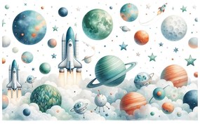 Tapeta detský vesmírny svet s raketami