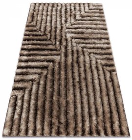 Moderný koberec FLIM 010-B7 shaggy, bludisko, hnedý