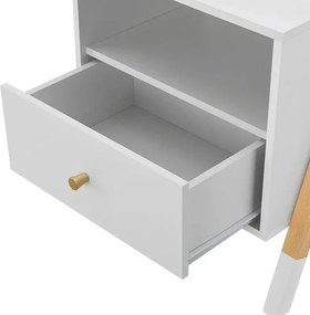 Detský nočný stolík, biely so zásuvkou a policou