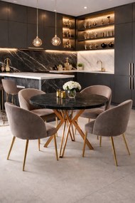 OKRÚHLY ROZKLADACÍ JEDÁLENSKÝ STÔL ETIENNE MEDENÉ NOHY 120 / 196 CM