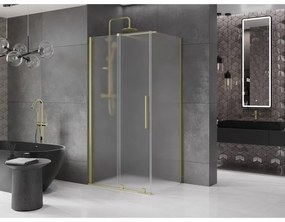 Mexen Velar, sprchový kút s posuvnými dverami 110 x 80 cm, 8mm sklo námraza, zlatá matná, 871-110-080-31-55