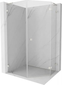 Mexen Lunar, L päťuholníkový sprchový kút naklápací vpravo 80 x 90 cm, 8mm číre sklo, oceľový profil, 831L-080P-090L-97-00-P
