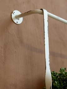 Krémová antik kovová nástenná polička s háčikmi Old Shelf - 48*18*77 cm