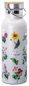 Svetlosivá cestovná antikoro fľaša 425 ml Vintage Flowers – Sass &amp; Belle