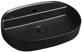 Isvea, INFINITY OVAL keramické umývadlo na dosku, 60x40 cm, čierna matná, 10NF65060-2N