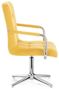LuxuryForm DESIGN Stolička VERONA VELUR na striebornom kríži - žltá