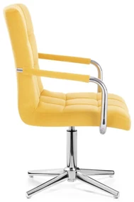 LuxuryForm DESIGN Stolička VERONA VELUR na striebornom kríži - žltá