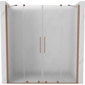 Mexen Velar Duo, posuvné sprchové dvere do otvoru 200 cm, 8mm sklo námraza, medená matná, 871-200-000-32-65