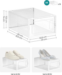 Stohovateľné botníky, sada 18 ks, priehľadné