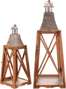 Set dvoch drevených lampášov hnedý DA207 (2 ks)