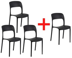 Jedálenská stolička REFRESCO, čierna, 3+1 ZADARMO