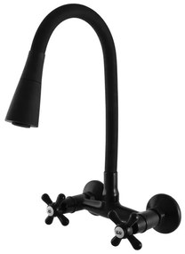 RAV SLEZÁK Morava RETRO drezová batéria so silikónovým ramienkom 150 mm čierna matná mk102.5/13cmat MK102.513CMAT