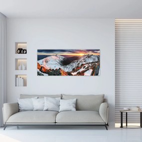 Obraz - Zimná horská panoráma (120x50 cm)