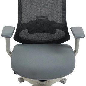 Kancelárska ergonomická stolička BULMA — sieť/látka, sivá