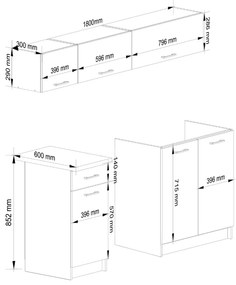 Kuchynská linka Olivie G1 1,8 m biela