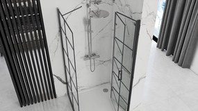 Rea Molier Black, sprchový kút so skladacími dverami 90(dvere) x 80(stena), 6mm číre sklo, čierny profil, KPL-K8555