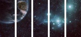 5-dielny obraz planéta vo vesmíre - 100x50