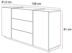 KOMODA SANTINO KAŠMÍR LESK / ZLATÁ 158 cm