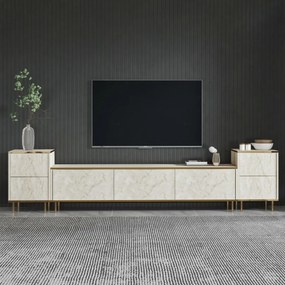 TV stolík so skrinami Imej Travertine a Gold