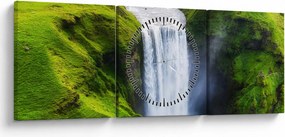 Obraz - Vodopád Skogafoss (s hodinami) (90x30 cm)