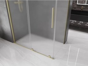 Mexen Velar, sprchový kút s posuvnými dverami 140 x 80 cm, 8mm sklo námraza, zlatá matná, 871-140-080-31-55