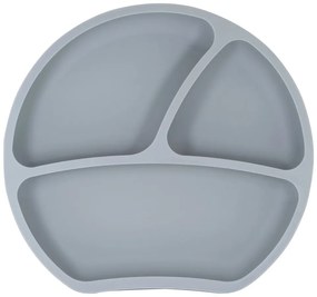 Sivý silikónový detský tanier 19x20,5 cm – Kindsgut
