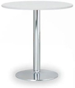 Konferenčný stolík FILIP II, priemer 80 cm, chrómovaná podnož, biela