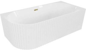 Mexen Gia, voľne stojaca rohová vaňa, drážkovaná, pravá, 170 x 80 cm, biela lesklá, zlatý lesklý prepad, 52701708000P-50