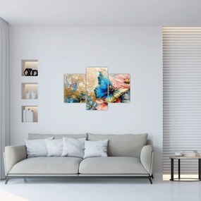 Obraz - Maľba kvetov a motýľov (90x60 cm)