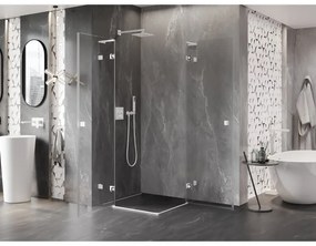 Mexen Lunar, L Duo výklopný sprchový kút 120 x 120 cm, 8mm číre sklo, biely profil, 834L-120L-120P-20-00