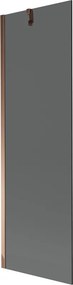 Mexen Next, vaňová zástena 1-krídlová 60 x 150 cm, fixné krídlo, 6 mm šedé sklo, ružové zlato profil, 895-060-000-00-40-60