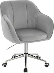 LuxuryForm DESIGN Stolička AVOLA VELUR na striebornej podstave s kolieskami - svetlosivá