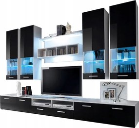 Obývacia stena Delila 20 Ws Do (s osvetlením) (biela lesk čierny)