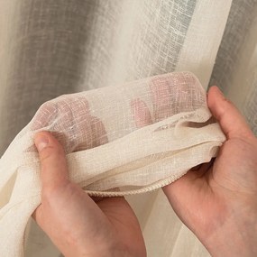 Krémová záclona PETRA v prirodzenom vzhľade ukončená olovkom  - šité na mieru